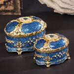 Metal Oval Diamond Jewelry Storage Box Birthday Wedding Gift, 8.5x6x6cm, 11x7.5x7cm