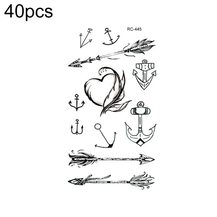 40 PCS Waterproof Small Fresh Tattoo Stickers, RC-445, RC-446, RC-447, RC-448, RC-449, RC-451, RC-452, RC-453, RC-454, RC-455, RC-456, RC-457