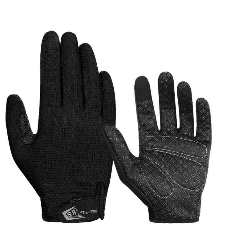 WEST BIKING YP0211223 Full-Finger Gloves For Cycling Shock Absorption Non-Slip Touch Screen Gloves, M, XL, L