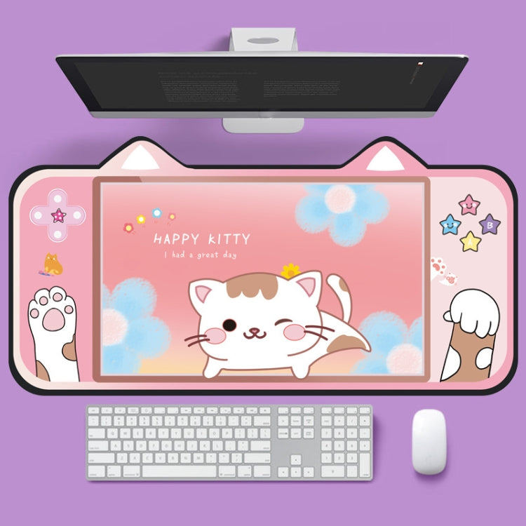 Cute Cat Ear Computer Keyboard Desk Pad Mouse Pad, 400 x 800 x 2mm