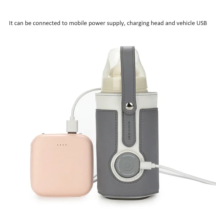 027 Leather Insulated Baby Bottle Cover Heating Bottle Bag, Free Size
