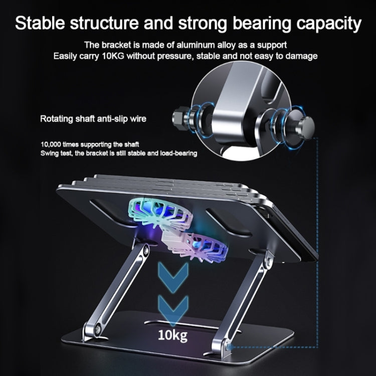 BONERUY P43F Aluminum Alloy Folding Computer Stand Notebook Cooling Stand, Silver, Grey, Silver with Type-C Cable, Gray with Type-C Cable