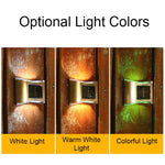 6 LED Solar Outdoor Garden Stainless Steel Wall Lamp, White Light, Warm Light, Color Light