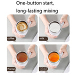A223 Stainless Steel Automatic Magnetized Coffee Mixing Cup, White, Brown