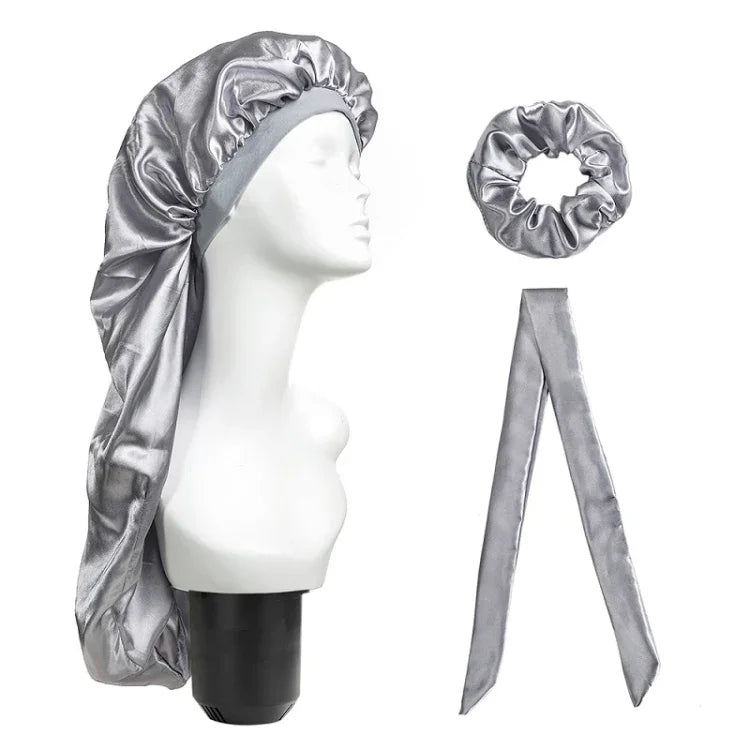 3 PCS/Set Hair Care Long Cap + Turban + Hair Ring, Red, Blue, Purple, Black, White, Orange, Rose Red, Silver, Champagne, Lake Blue