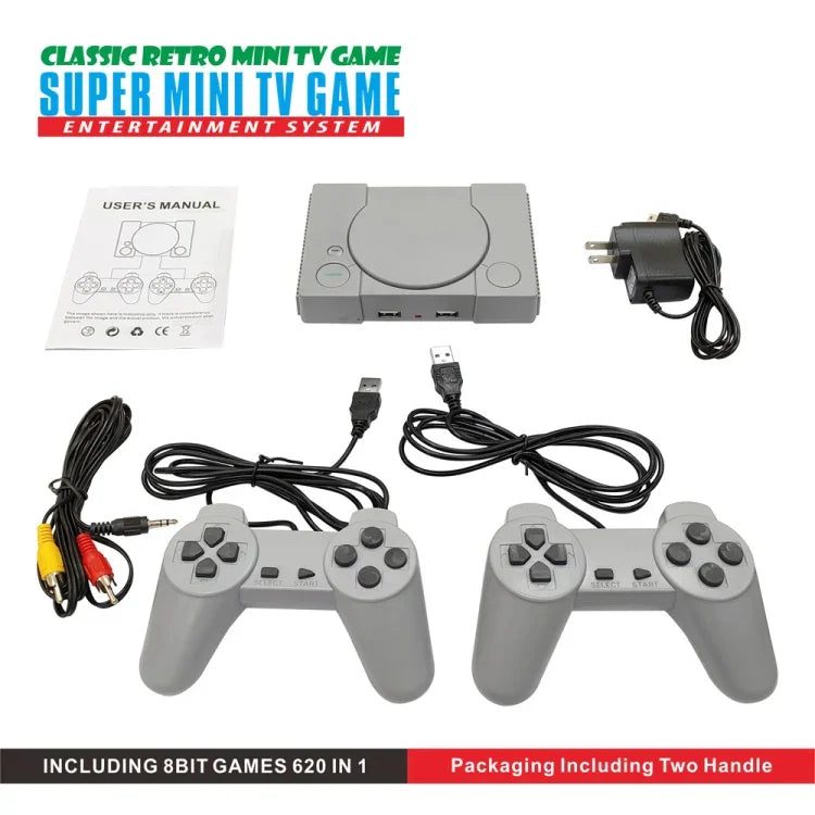 8-Bit Mini Double Players TV Game Console Built-in 620 Games, PS1 mini (EU Plug)