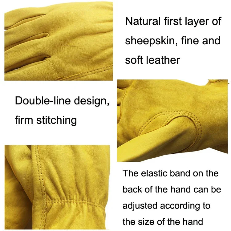 1 Pair JJ-5002 Outdoor Riding Gardening Genuine Leather Safety Gloves, Size:, S, M, L, XL