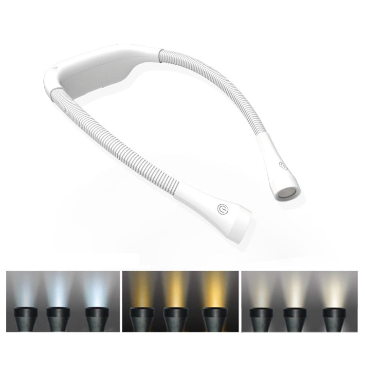 Hanging Neck Lamp Student Eye Protection Led Reading Lamp USB Rechargeable Book Lamp, White, Black
