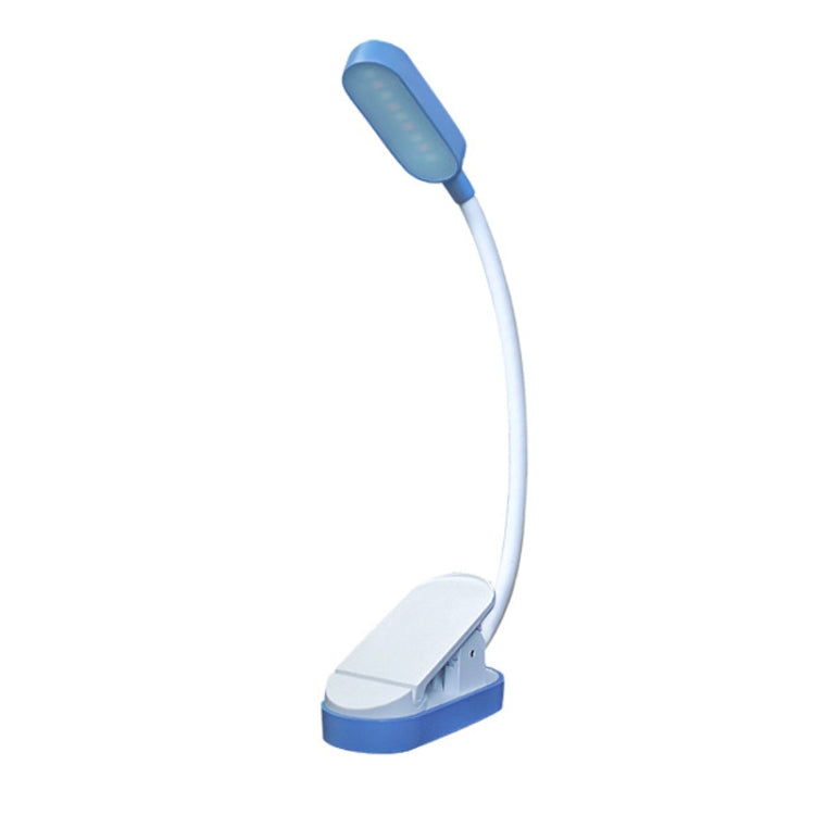 9 LEDs Mini Clip Desk Lamp USB Charging Student Eye Protection Reading Lamp, Blue and White, Black