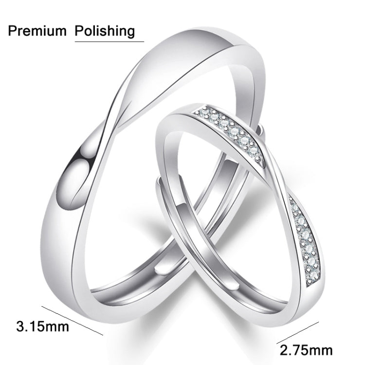 2 PCS Q38 Couples Mobius Twist Open Adjustable Ring, For Womens