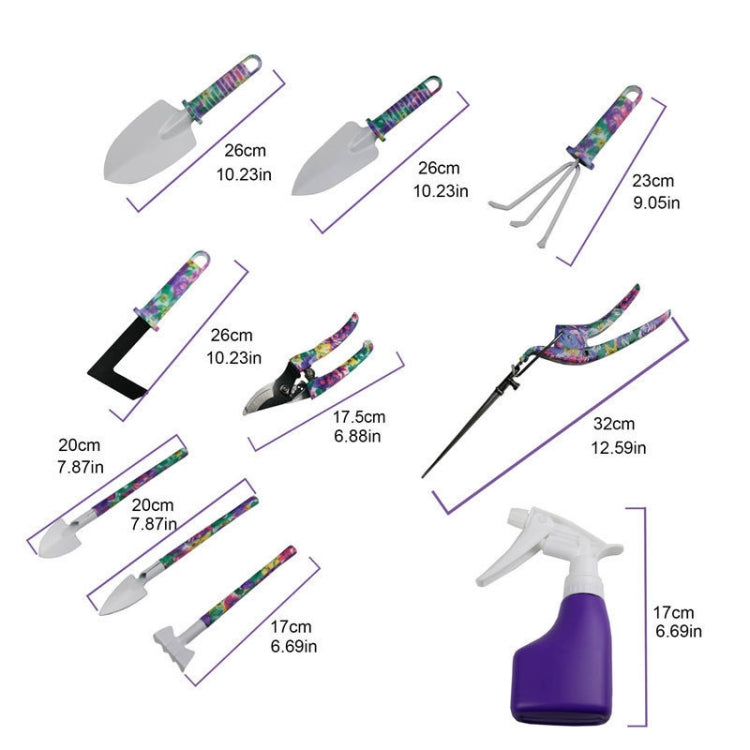 YL025 Potted Gardening Tool Set, 10 PCS / Set (Purple ), 10 PCS / Set (Green), 5 PCS / Set (Purple), 5 PCS / Set (Green)