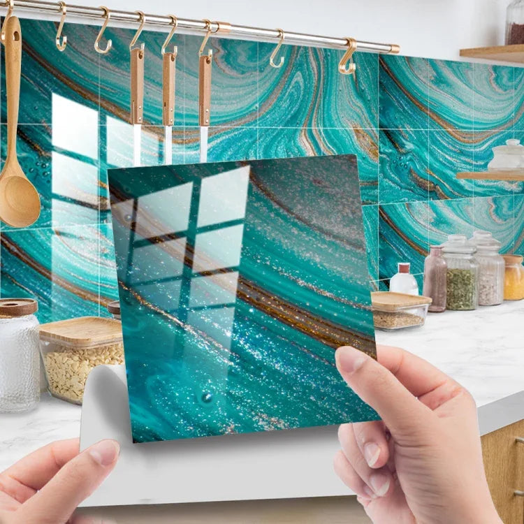 PVC Crystal Covered Film Geometric Pattern Tile Wall Sticker, 20 PCS 15cm