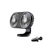 F211 Car Double Head With Led Electric Fan Car Air Outlet Instrument Panel USB Mini Fan, Black, Pink, Green
