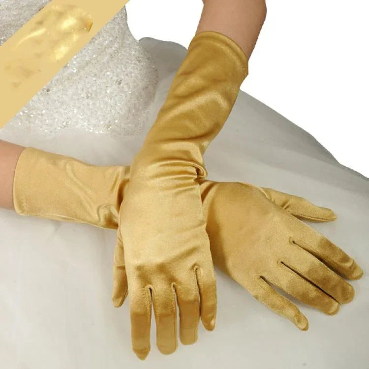 1pair Bride Gloves Satin Long Vintage Travel Sunscreen Dress Wedding Gloves