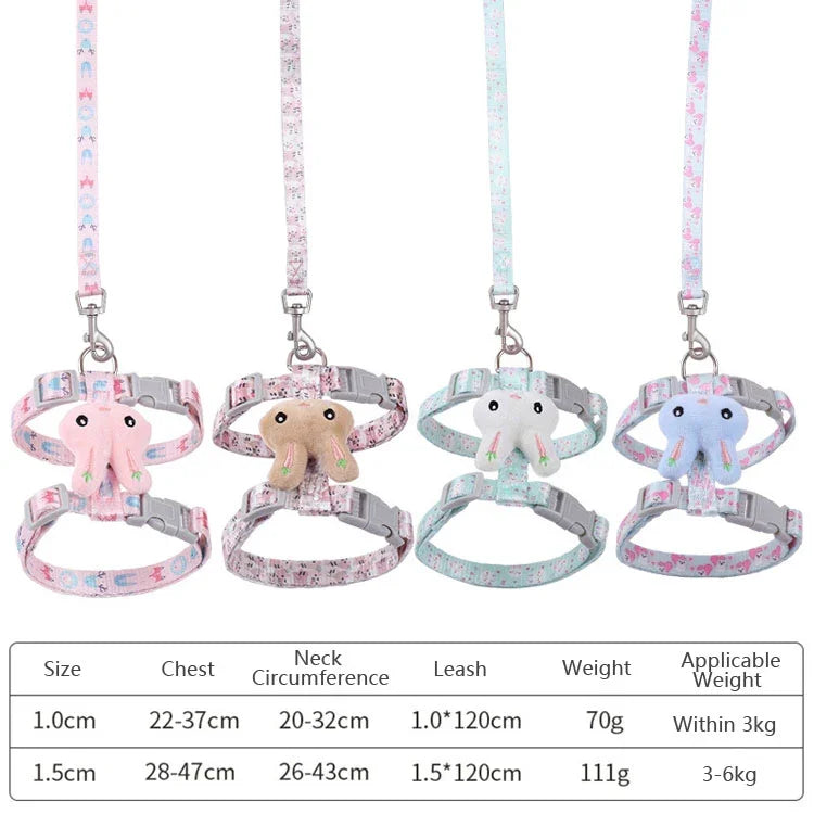 Rabbit Head Type Cat Traction Rope Anti-breakaway Adjustable Cat Leash, Small Suitable for Within 3kg, Large Suitable for 3-6kg
