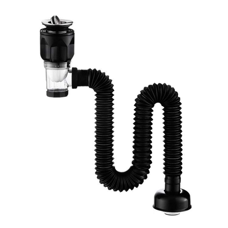 Household Deodorant Washbasin Water Pipe, Style:, A Black Flap With Basket and Overflow, B White Flap With Basket and Overflow, C Black Flap No Basket With Overflow, D White Flap No Basket With Overflow, E Black Flap Without Basket and Overflow        ...