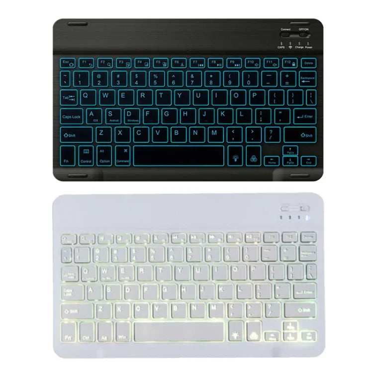 78 Keys 10 Inch RGB Colorful Backlit Bluetooth Keyboard For Mobile Phone / Tablet, Black, White