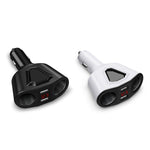 3.1A Dual USB Digital Display Multi-Function Driving Recorder Universal Automotive Charger, White, Black