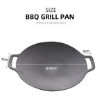 Outdoor Camping BBQ Cast Iron Grill Pan,Style:, Baking Pan Only, Baking Pan+Hemp Rope, Baking Pan+Hemp Rope+Storage Bag, Baking Pan+Net+Hemp Rope, Baking Pan+Net+Hemp Rope+Storage Bag