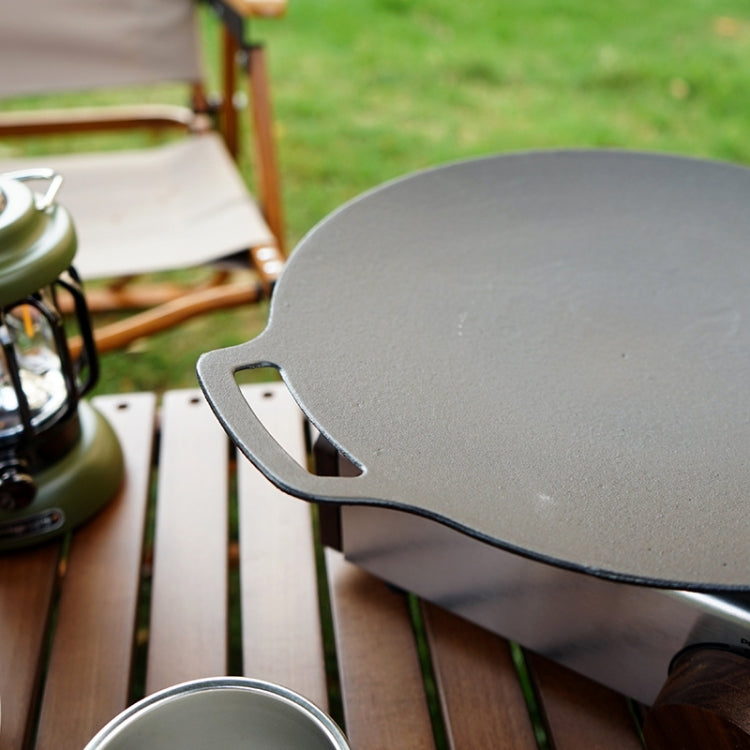 Outdoor Camping BBQ Cast Iron Grill Pan,Style:, Baking Pan Only, Baking Pan+Hemp Rope, Baking Pan+Hemp Rope+Storage Bag, Baking Pan+Net+Hemp Rope, Baking Pan+Net+Hemp Rope+Storage Bag
