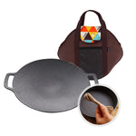 Outdoor Camping BBQ Cast Iron Grill Pan,Style:, Baking Pan Only, Baking Pan+Hemp Rope, Baking Pan+Hemp Rope+Storage Bag, Baking Pan+Net+Hemp Rope, Baking Pan+Net+Hemp Rope+Storage Bag