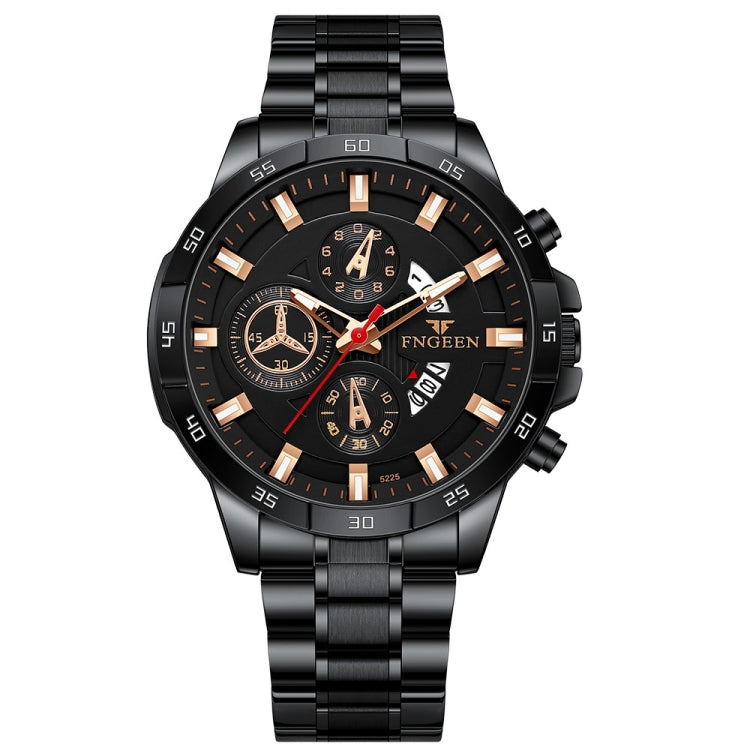 FNGEEN 5225 Multifunctional Waterproof Quartz Watch, Blue Steel Rose Shell Blue Surface, Black Steel Rose Shell Black Surface, Black Steel Black Shell Black Surface, White Steel White Shell Black Surface, Black Steel Black Circle White Surface         ...
