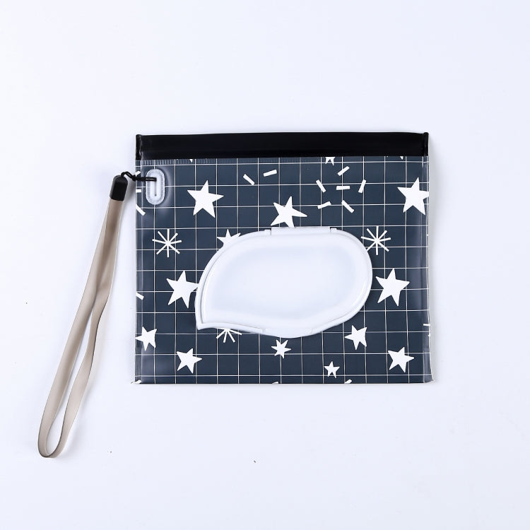 Baby EVA Wet Wipes Bag Flip Removable Paper Towel Cosmetic Cotton Bag, Black Stars, Yellow Butterfly, Kitten, Black Butterfly, Flowers