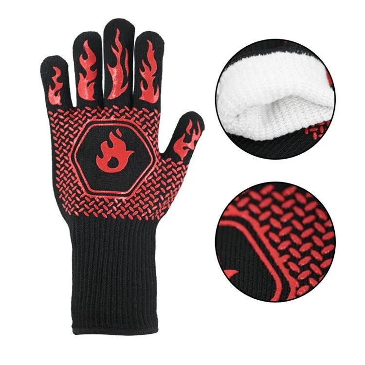 1 Pair High Temperature Resistant Silicone BBQ Gloves  Anti-Scalding Gloves, BBQ Red, BBQ Black, BBQ Blue, Big Flame Red, Big  Flame Black, Big Flame Blue, Flame Dots Red, Flame Dots  Black, Flame Dots  Blue, BBQ Flame Red, BBQ Flame Black             ...