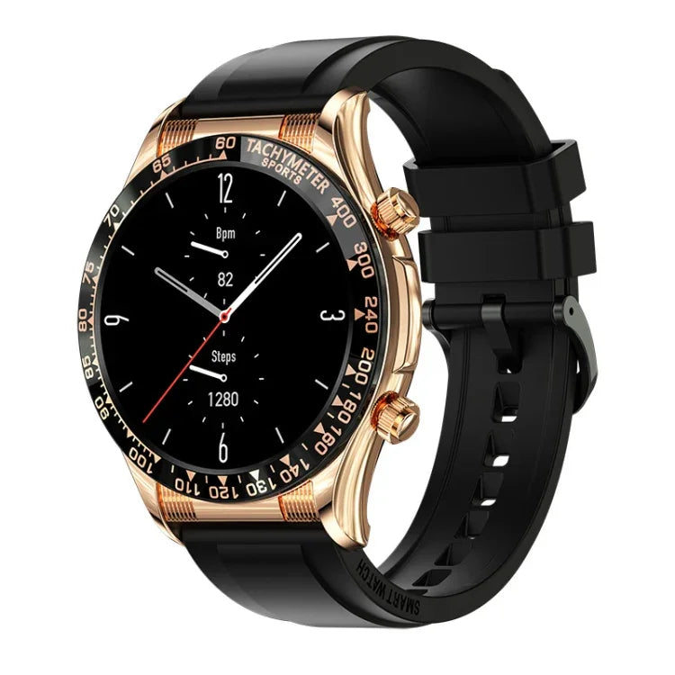 LOANIY E18 Pro Smart Bluetooth Calling Watch with NFC Function, Gold Silicone, Black Leather, Gold Leather, Black Silver Steel, Green Silver Steel