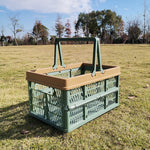 Foldable Picnic Basket Supermarket Shopping Basket,Size: 25x30.5x44cm, Green Coffee, Blue Gray, Coffee With Beige