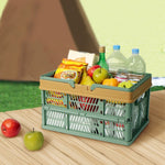 Foldable Picnic Basket Supermarket Shopping Basket,Size: 25x30.5x44cm, Green Coffee, Blue Gray, Coffee With Beige