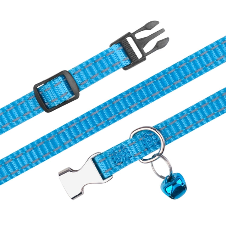 2 PCS Night Reflective Nylon Cat Collar With Bell, No Carving Green, No Carving Sky Blue, No Carving Purple, No Carving Grass Green, No Carving Black, No Carving Rose Red