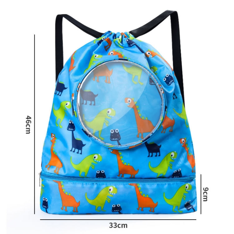 Wet And Dry Separation Waterproof Drawstring Shoulder Beach Swimming Bag For Children, Blue L, Gray L