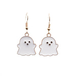 Halloween Jewelry Alloy Ghost Earrings Necklace, Ghost White, Ghost Black