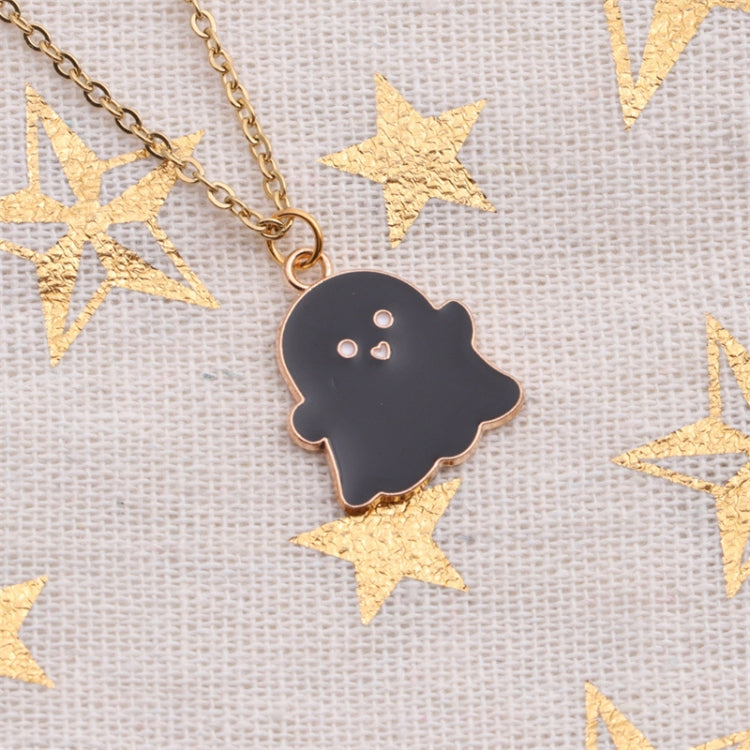 Halloween Jewelry Alloy Ghost Earrings Necklace, Ghost White, Ghost Black