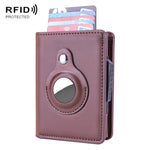 X-80 RFID Anti-theft Brushed Leather Card Holder For AirTag 2nd Gen / AirTag 1st Gen, Black, Blue, Coffee, Apricot, Carbon Fiber Black