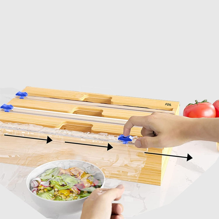 Aluminum Foil Wrap Dispenser Wood Storage Box for Kitchen Drawer,Style:, Two Slots, Three Slots