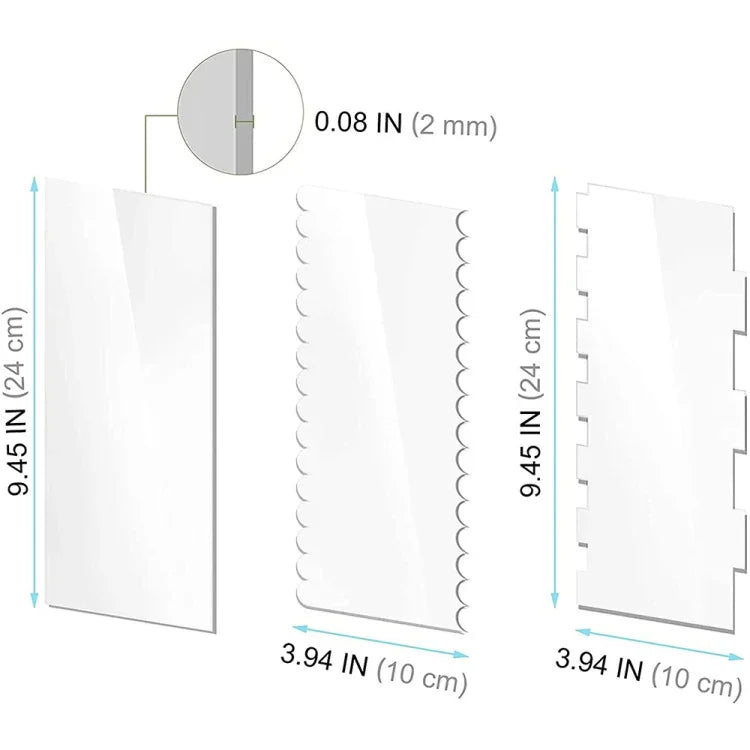 6 In 1 Clear Acrylic Cake Scraper Smoothing Tool Set, 6 In 1