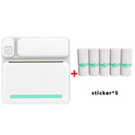 C19 200DPI Student Homework Printer Bluetooth Inkless Pocket Printer, Pink, Blue, Pink Printer Paper x 5, Blue Printer Paper x 5, Pink Sticker x 5, Blue Sticker x 5, Pink Set, Blue Set