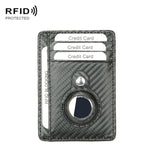 TQ-319 Anti-Theft Anti-Lost Tracker Leather Card Holder For AirTag 2nd Gen / AirTag 1st Gen, Carbon Fiber (Black), Carbon Fiber (Gray), Carbon Fiber (Blue), Carbon Fiber (Brown), Flat Pattern (Black), Flat Pattern (Red), Flat Pattern (Gray)