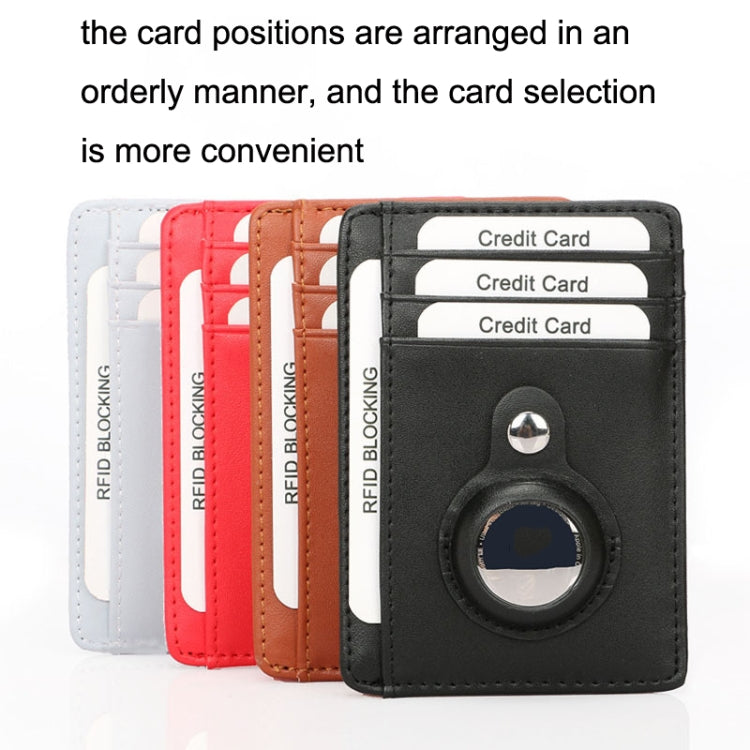 TQ-319 Anti-Theft Anti-Lost Tracker Leather Card Holder For AirTag 2nd Gen / AirTag 1st Gen, Carbon Fiber (Black), Carbon Fiber (Gray), Carbon Fiber (Blue), Carbon Fiber (Brown), Flat Pattern (Black), Flat Pattern (Red), Flat Pattern (Gray)