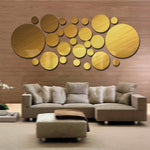 JM004 26PCS Bedroom Geometric Round Stereo Acrylic Mirror Wall Sticker, Silver, Gold