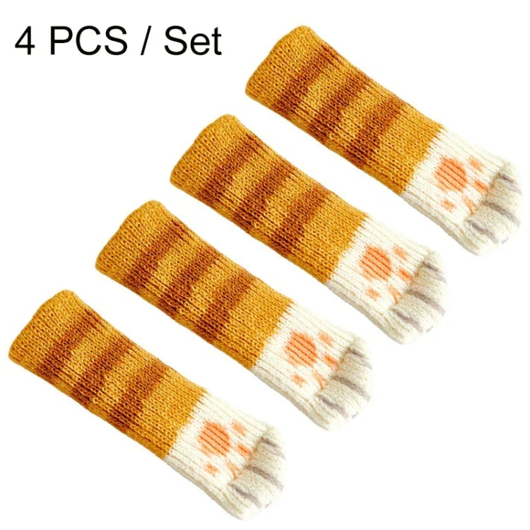 1 Set Double Knit Wear-Resisting Table Stool Leg Mute Protective Cover, Brown, Light Gray, Deep Gray, Black, Flower Brown, White, Light Coffee