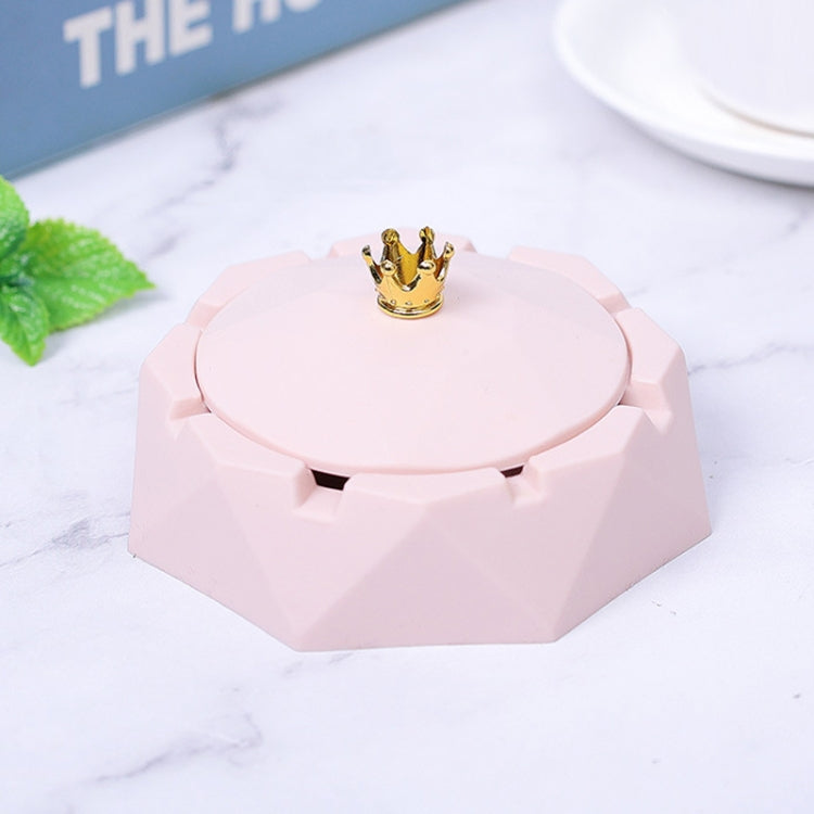 Stainless Steel Liner Ashtray With Cover Crown Home Decoration, Pink, Dark Green