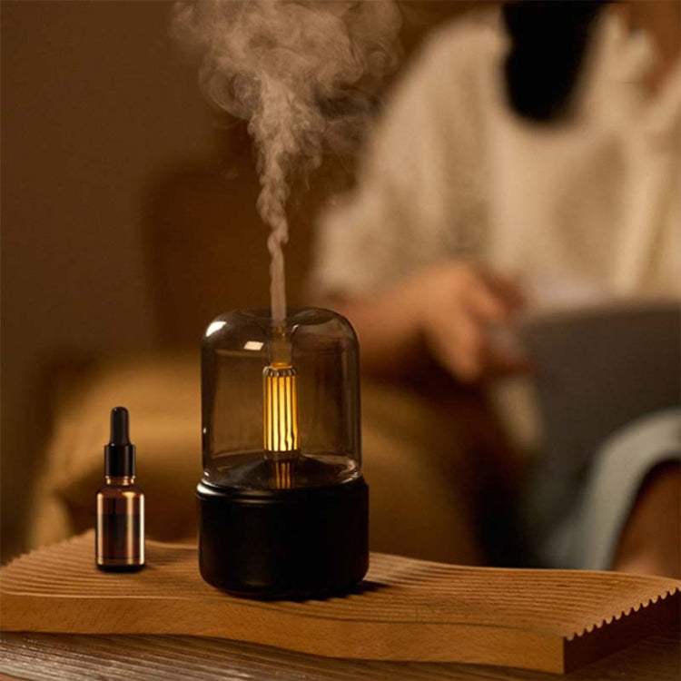 120ML Simulated Candlelight Aroma Diffuser USB Home Atmosphere Night Light Humidifier, DQ702 (Beige), DQ702 (Black)