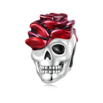 SCC2403 Halloween Rose Skull Skeleton Pearl 925 Silver Bracelet Accessories, SCC2403