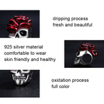 SCC2403 Halloween Rose Skull Skeleton Pearl 925 Silver Bracelet Accessories, SCC2403