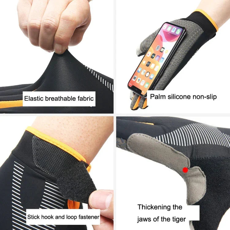 1 Pair QX0002 Sports Sunscreen Touch Screen Non-slip Wear Resistant Shock Absorbing Cycling Gloves, L