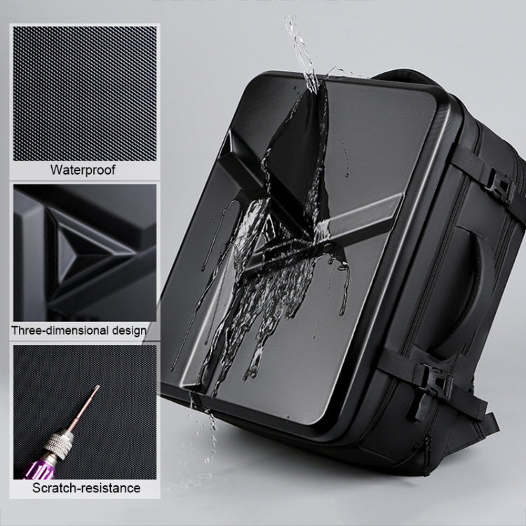Large-capacity Waterproof Expandable Hard Shell Backpack with USB Charging Hole, 161 Light Grey, 161 Black, 161 Dark Gray, 162 Black, 162 Deep Gray, 162 Light Gray