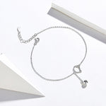 SCT003 Cat Bell 925 Silver Anklet White Gold Plated Simple Ladies Anklet, SCT003